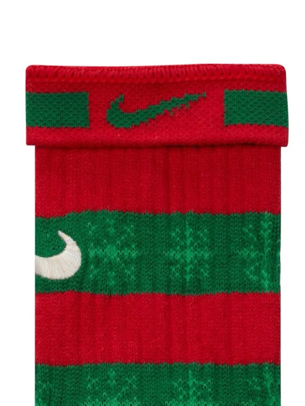 NEW Nike Red & Green Striped Crew Athletic Socks w/ White Swoosh M 6-8 Wmn 6-10